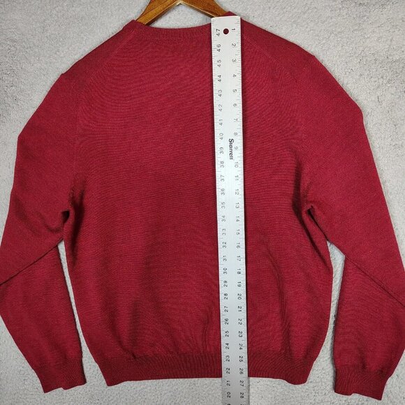 Joseph & Lyman Sweater Mens Large Red 100% Merino Wool Knit Long Sleeve Cozy NWT - Picture 9 of 14
